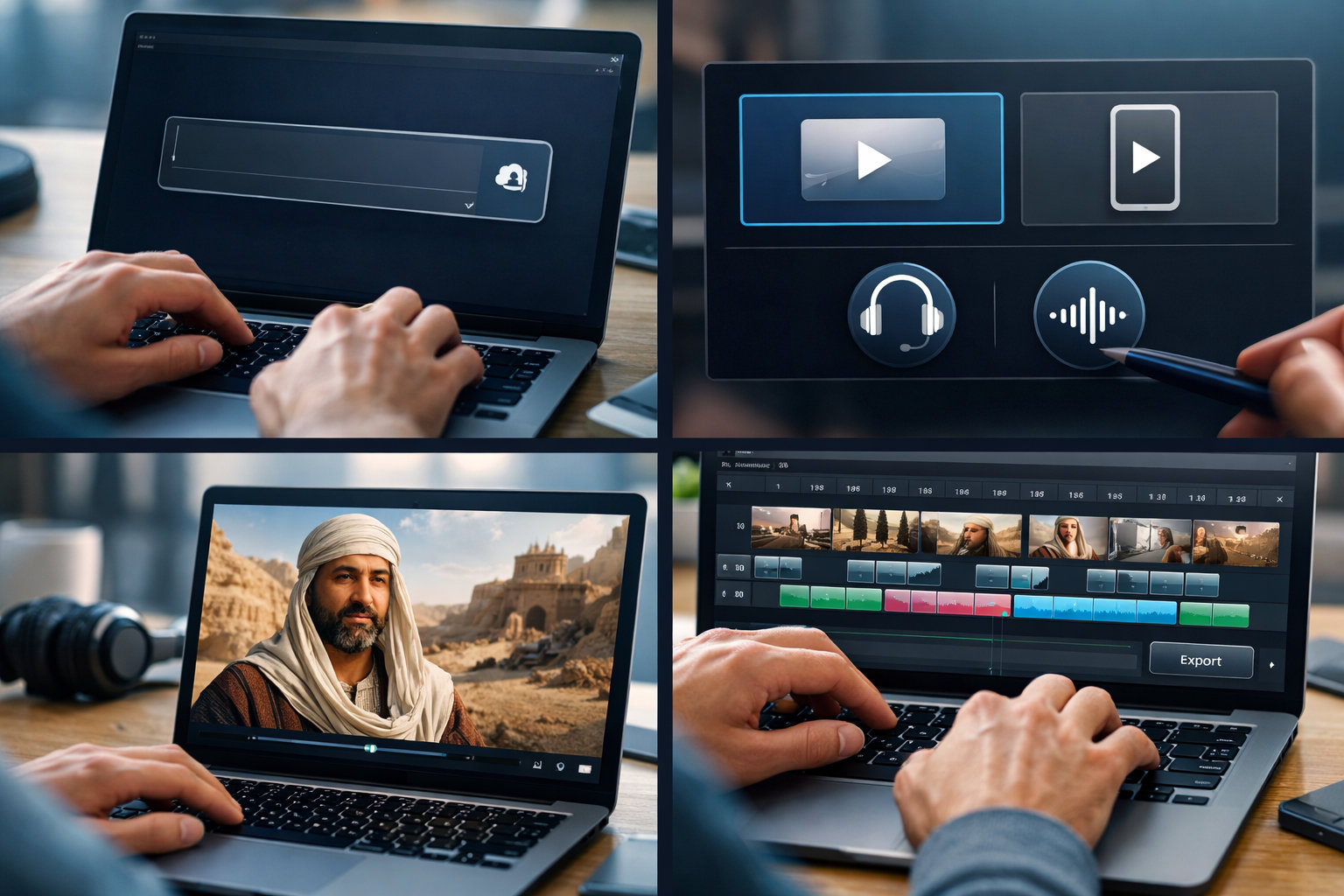 منصة AI Video Creation Platform - محرر الفيديو متعدد المسارات وواجهة إنشاء الفيديو بالذكاء الاصطناعي